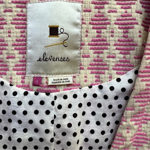 Anthropologie Elevenses Sprinkling of Pink Jacket Size 4 Boho Cottage Retro - Picture 5 of 8